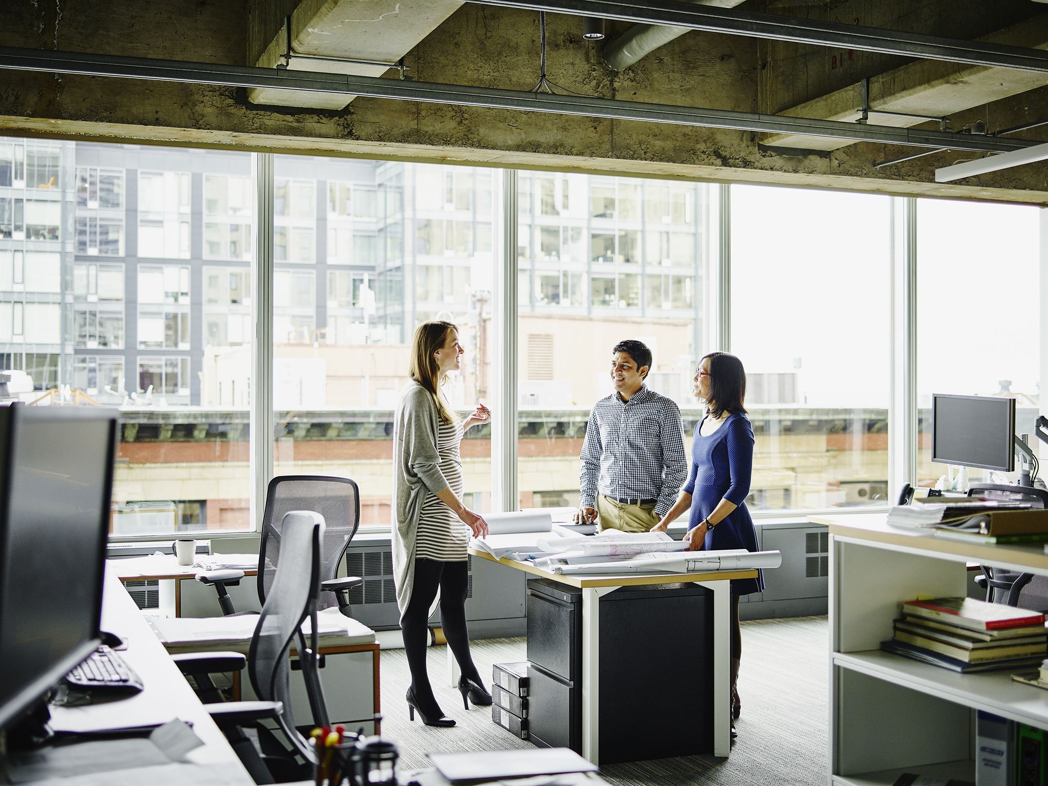 Team collaborating in modern office